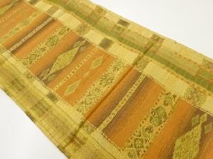 変わり横段に幾何学模様織出し袋帯